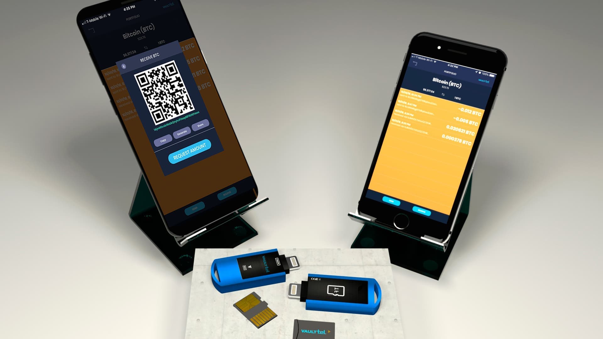 vaultTel app and chip cryptocurrency store keys mobile phone