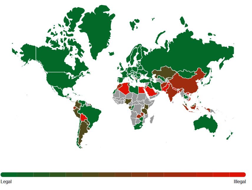 countries accepting bitcoin